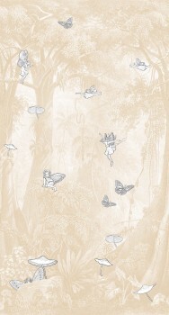 Tree Motifs Fairies in the Forest Mural Beige Olive & Noah Behang Expresse INK7813