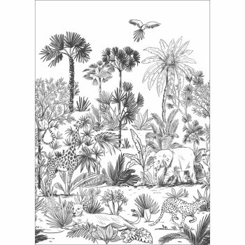Schwarz weißes Wandbild Afrikanische Tiere Caselio - Autour du Monde ADM103599003