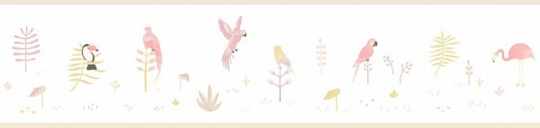 Weiß Borte Vögel Pink Matt