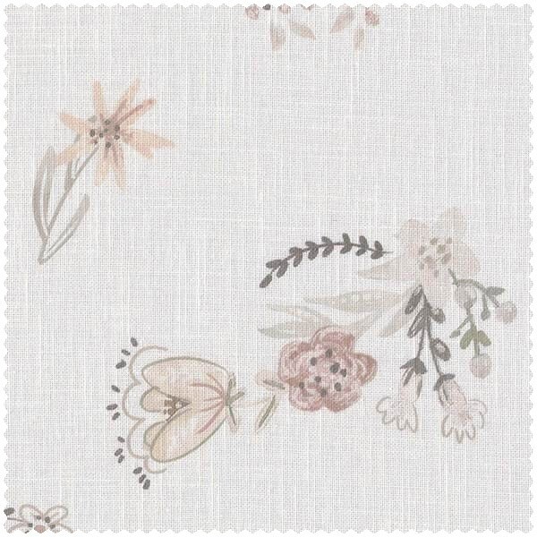 leaves and branches flowers fabric gray and pastel Bambino XIX Rasch 840253