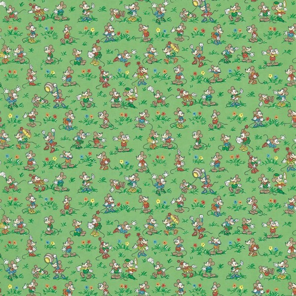 Non-woven wallpaper Mickey and Minnie Disney meadow green DDIW217265