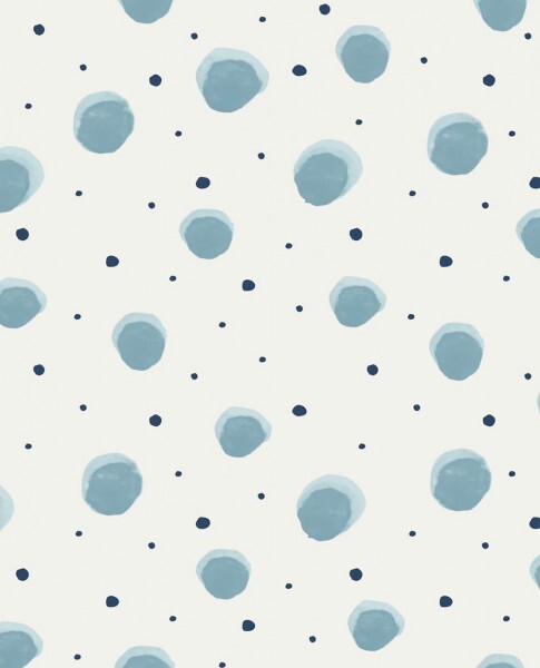 Non-woven wallpaper white dots blue wallpaper