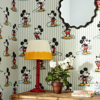 non-woven wallpaper Mickey Mouse stripes Disney white-blue DDIW217271