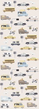 Beige pastel vehicles traffic mural non-woven INK7664
