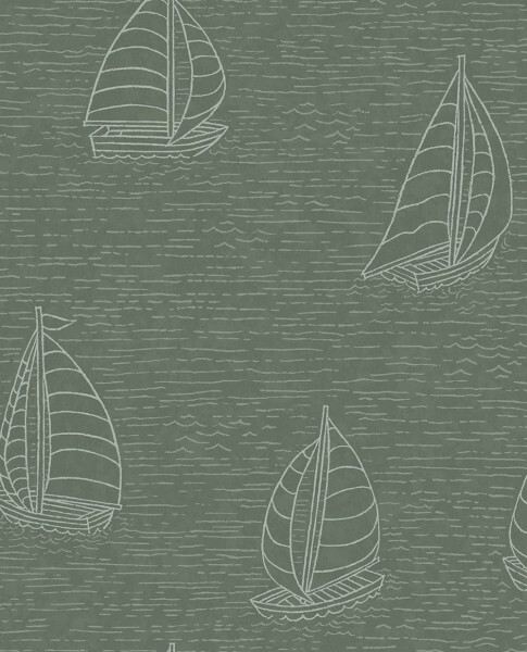 sailing boats ships in the sea non-woven wallpaper green Explore Eijffinger 323015