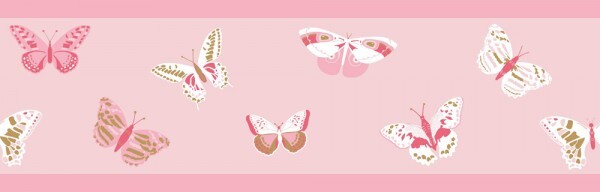 Border of pink butterflies