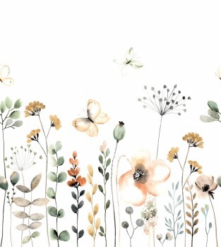 Feldblumen Blumen und Schmetterlinge Wandbilder grün Bambino XIX Rasch 253283