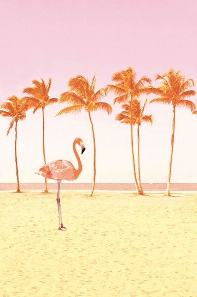 Flamingo mural pink