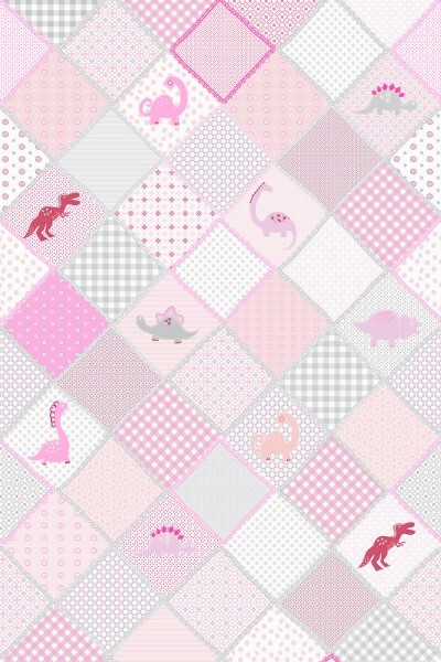 Wandbild Pink Patchwork Dinos