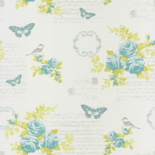 non-woven wallpaper blue pattern flowers
