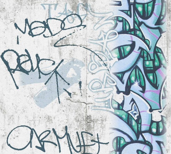 Tapete Blaugrünes Graffiti