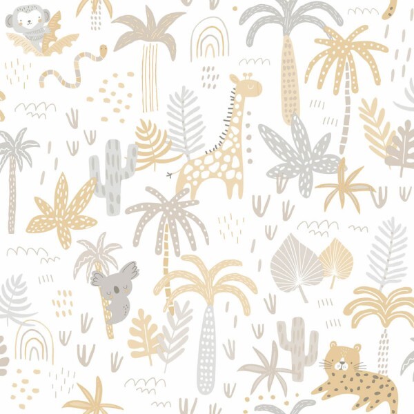 Dschungelmotive Tapete gelb und weiß Pippo Rasch Textil 204542
