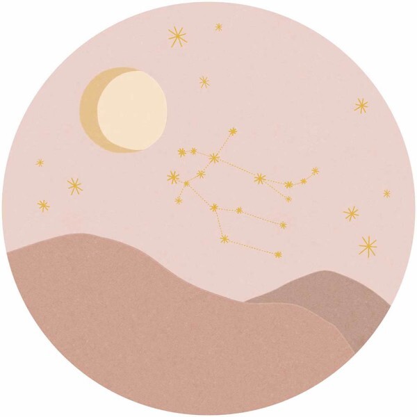 Sternzeichen Zwilling Sternenhimmel Wandbild rund rosa Explore Eijffinger 323126