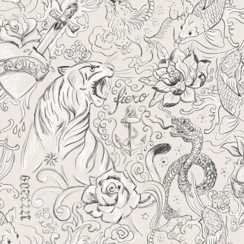 Wallpaper tattoo pattern non-woven