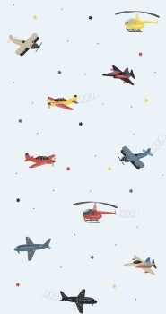 helicopter airplane wallpaper light blue and colorful Kids Walls Marburg 45817