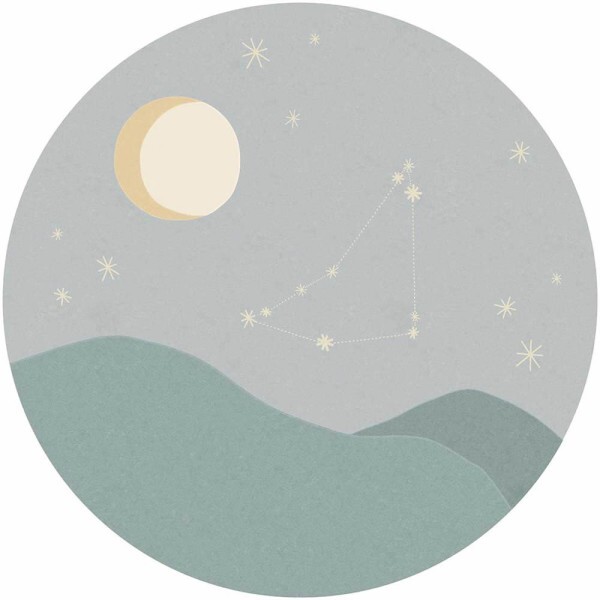 Sternzeichen Mond Sterne rundes Wandbild blau Explore Eijffinger 323112