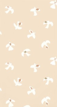 Vliestapete stilisierte Tiere Vögel rosa apricot LGG104504015