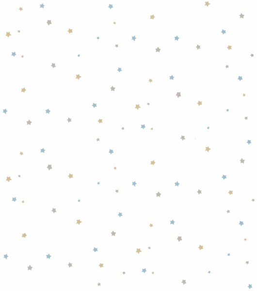 Stern Sternchen Tapete weiß blau und beige Mondobaby Rasch Textil 113046