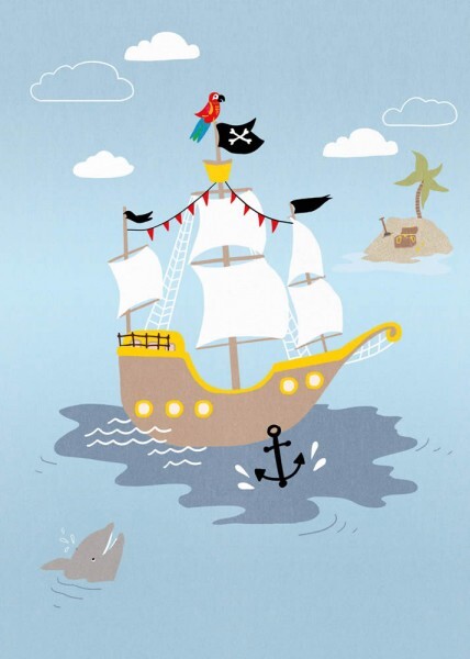 Wandbild Blau Großes Piratenschiff