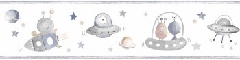 Border White Blue-Gray UFOs Aliens Space Ohlala 034543