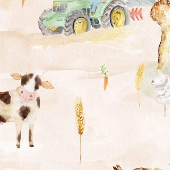 Wandbild Bauernhof Kühe Feld Tiere Trecker