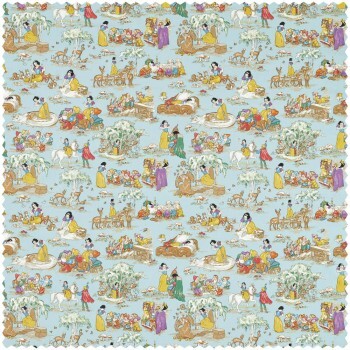 Decorative fabric Snow White and the 7 Dwarfs Prince Charming Disney blue DDIF227153