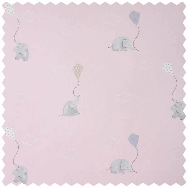 Furnishing fabric elephants with paper kite animal motif pink MWS29984228