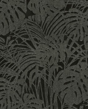 Eijffinger Reflect 55-378016 Tapete Vlies schwarz Blätter Glasperlen