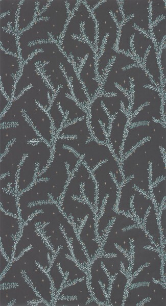 Branches and leaves wallpaper black Caselio - La Foret Texdecor FRT102947983