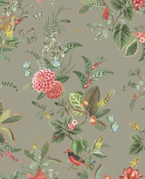 Wallpaper non-woven light gray flower pattern Pip Studio 5 300113