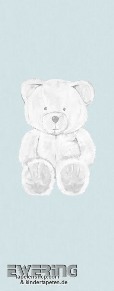 Wandbild Papier Hell-Blau Teddy-Bär