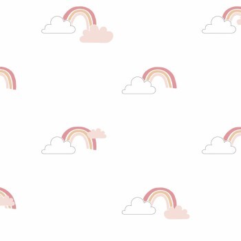 Little clouds white and pink wallpaper Mondobaby Rasch Textil 113033