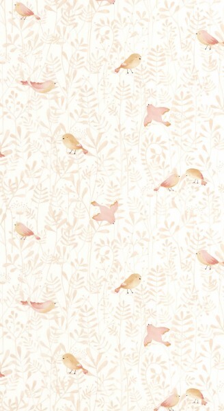 Vliestapete kleine Vögelchen weiß rosa OUAT88314120