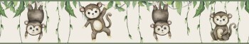 Cream brown and green border Monkeys on the branch Kids Walls Marburg 45853