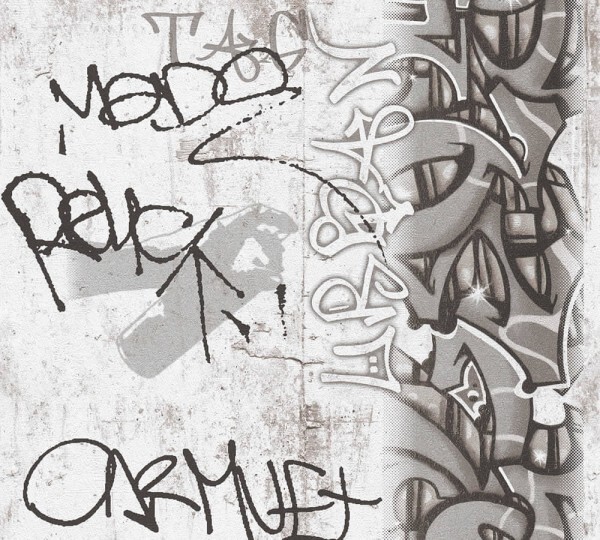Tapete Papier Graue Graffitis