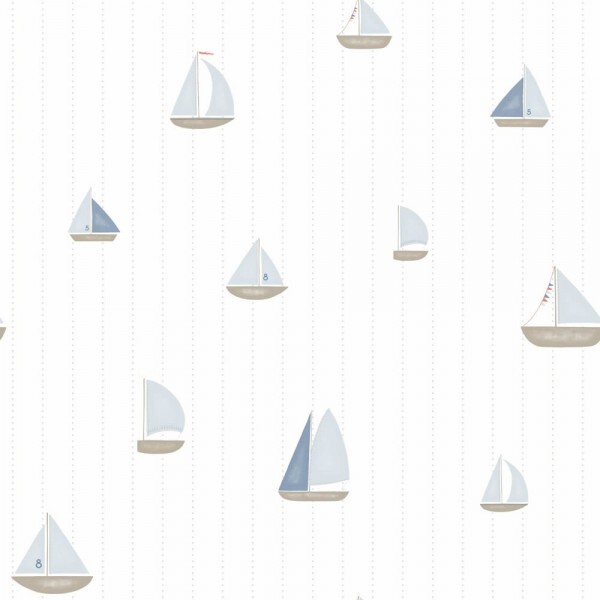 Non-woven wallpaper white blue sailing boats Rose & Nino RONI85666411