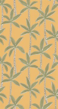 Palm Trees Wallpaper Mustard Yellow Caselio - Autour du Monde Texdecor ADM103512070