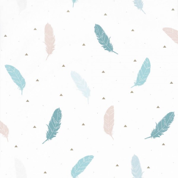wallpaper white turquoise feathers