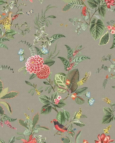 Wallpaper non-woven light gray flower pattern Pip Studio 5 300113