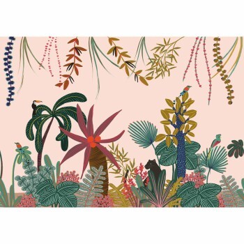 Wandbild 4,00 x 2,80 m Jungle Lianen tropisch Pflanzen Dschungel rosa LGG105144711
