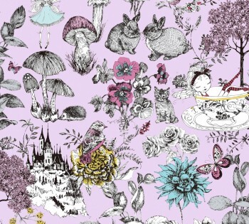 flowers and trees pink non-woven wallpaper Little Love AS Creation 381203
