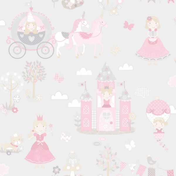 Fantasy gray and pink non-woven wallpaper Tiny Tots 2 Essener G78370