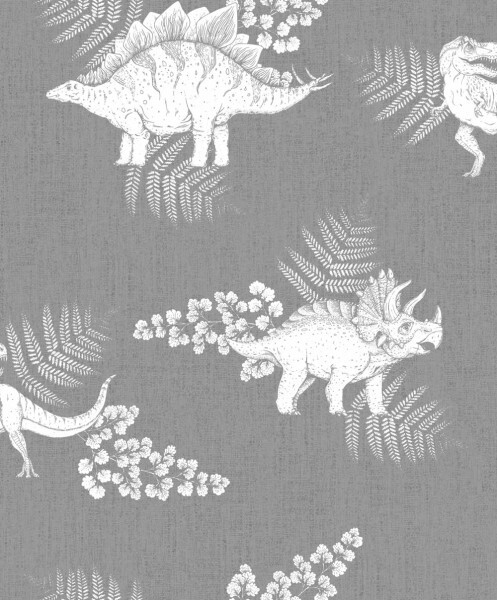 Dinos World Dark gray and white wallpaper Kids Walls Marburg 45803