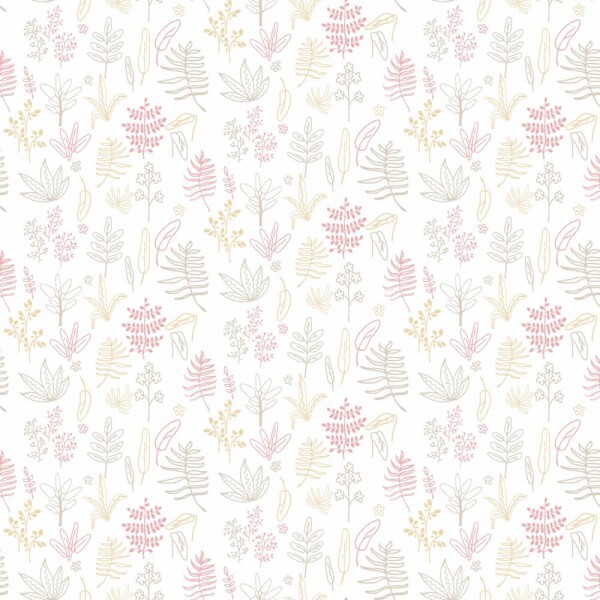 Weiß und rosa Tapete Blattmotive Mondobaby Rasch Textil 113005