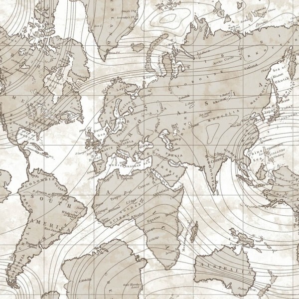 Beige wallpaper world map Friends & Coffee Essener 16657