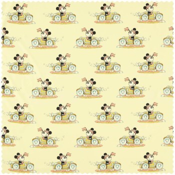 Decorative fabric Minnie Mouse Disney car vintage car pastel yellow DDIF227148