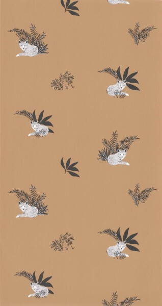 Brown wallpaper leaves and foxes Caselio - Autour du Monde Texdecor ADM103532026