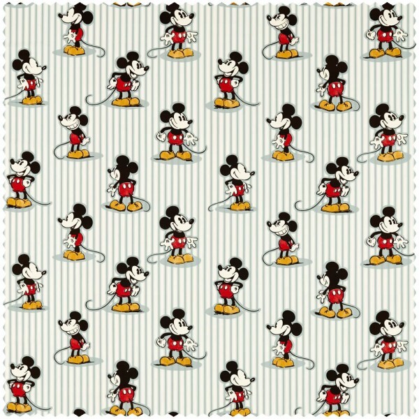 Decorative fabric Mickey Mouse stripes Disney cream white blue DDIF227150