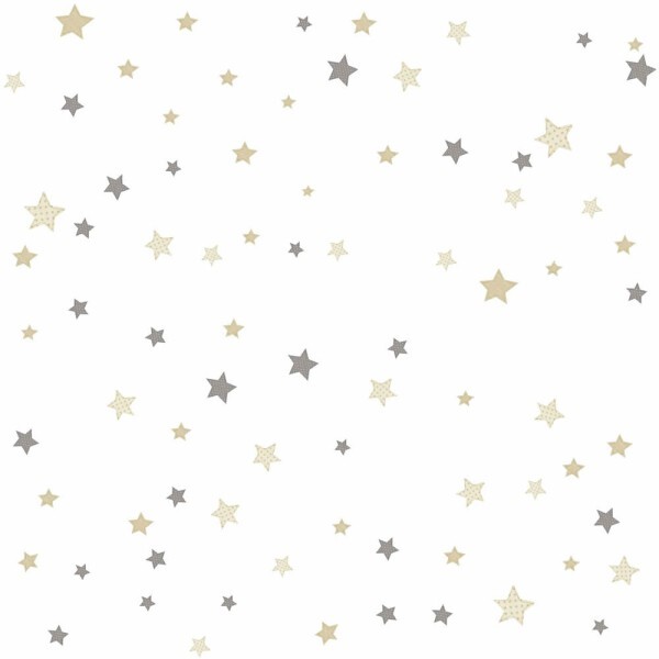 non-woven wallpaper sky little stars gray white beige 014826