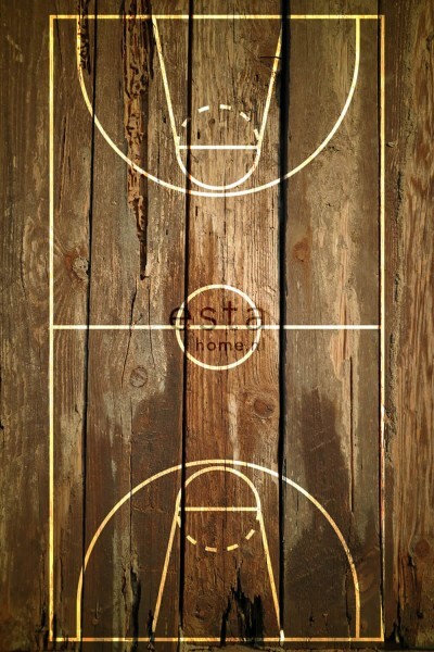 Basketballfeld Holzlatten Wandbild